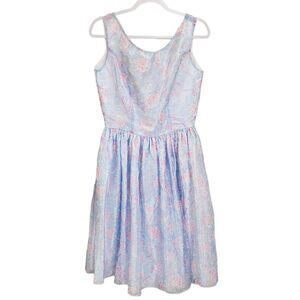 Queen of Heartz dress blue pink shimmery sheer overlay Coquette party L